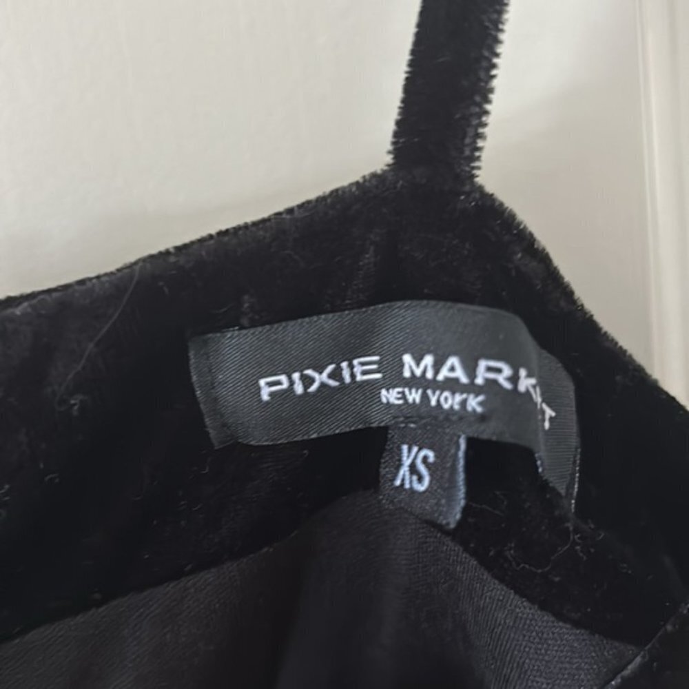 Pixie Market Black Crushed Velvet Mini Black Dress Extra Small Lbd — image 5 of 8